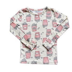 Cat & Jack Cream  Popcorn Print Long Sleeve PJ Top